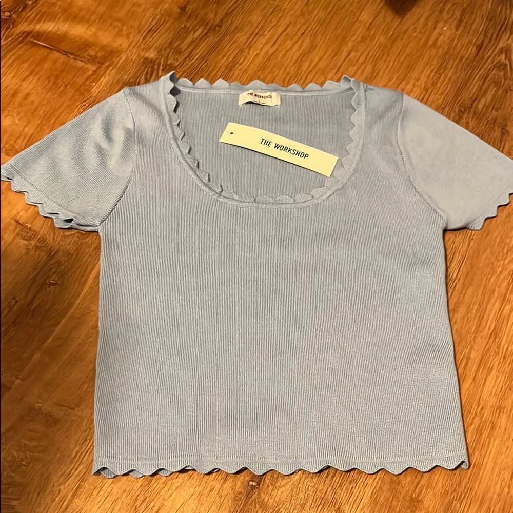 The Workshop Clothing Light Blue Scallop Top Girls Size Large